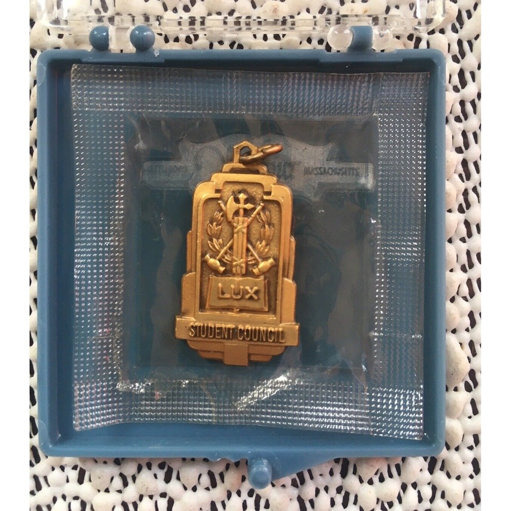 Vintage Balfour Charm Gold Plated STUDENT COUNCIL LUX Pendant 1.25"